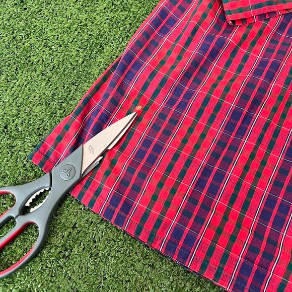 Vintage Leslie Marshal 1940 1950 Red blue plaid button-up shirt womens sz 12/32‎ - Picture 6 of 7